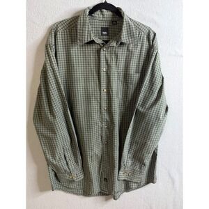 Massimo Plaid Button Down Men's Extra Large Shirt‎ Long Sleeve Collared Green